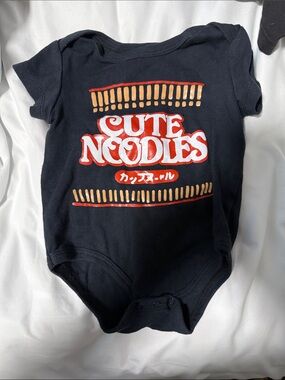 🥳 5 for $25 BUNDLE Cute Noodles Black Baby One-Piece Bodysuit